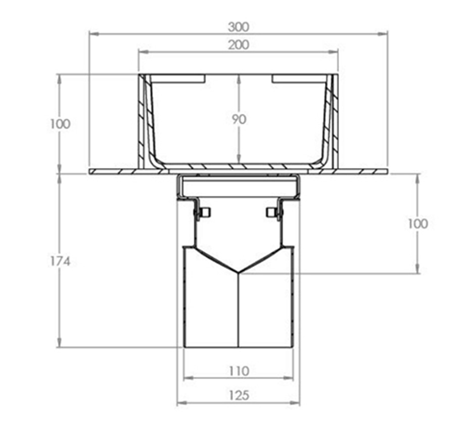 stainless-steel-slot-drain-recessed-access-cover-KSDRAC-300-200-100-line-drawing